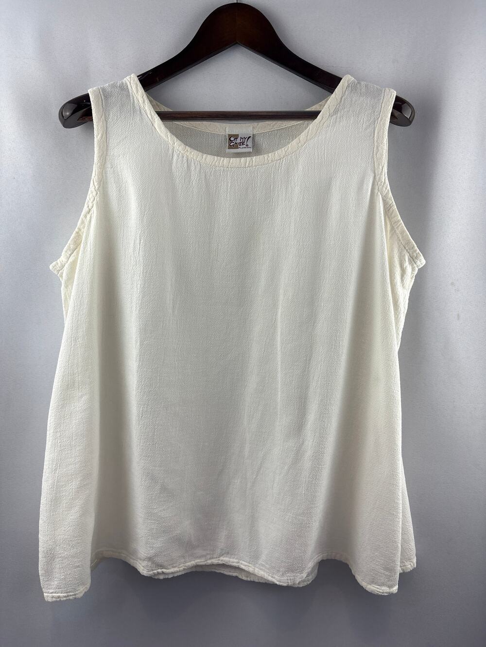 Women’s Oh My Gauze! XXL White Sleeveless Blouse